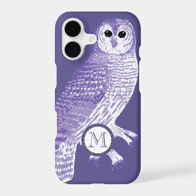 Pink Monogram Owl Personalised iphone Case (Back)