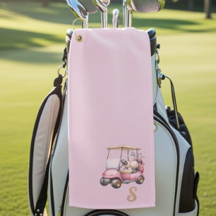 Pink Monogram Personalized Design Custom Gift Golf Towel