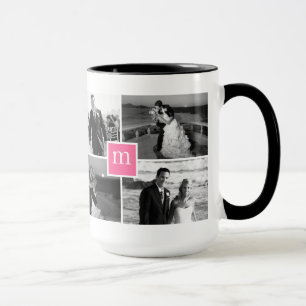 Pink Monogram Photo Collage Love Mug