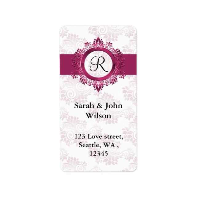 pink monogram return address label (Front)