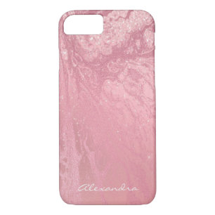 Pink Monogram Rose Gold Glitter and Sparkle iPhone 8/7 Case