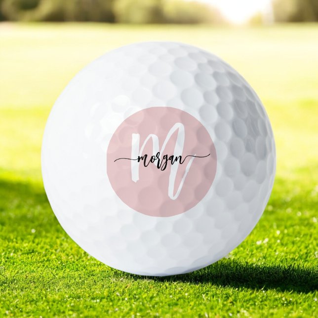 Pink Monogram Stylish Modern  Golf Balls (Creator Uploaded)