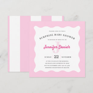 Pink Monogram Surprise Baby Shower Invitation