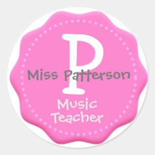 Pink Monogram Teachers Stickers