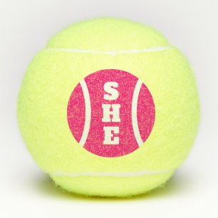 Pink monogram tennis balls gift for player & coach