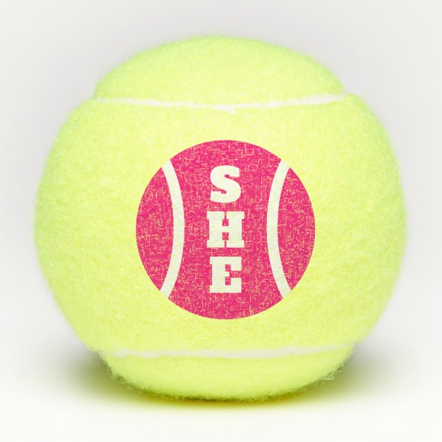 Pink monogram tennis balls gift for player & coach (Front)