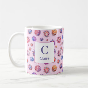 Pink Monogram Virus Bacteria Pattern Coffee Mug