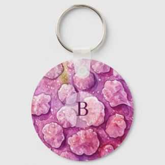 Pink Monogram Virus Bacteria Pattern Key Ring