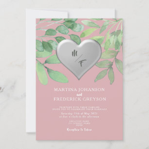 Pink Monogram Wedding Invitation