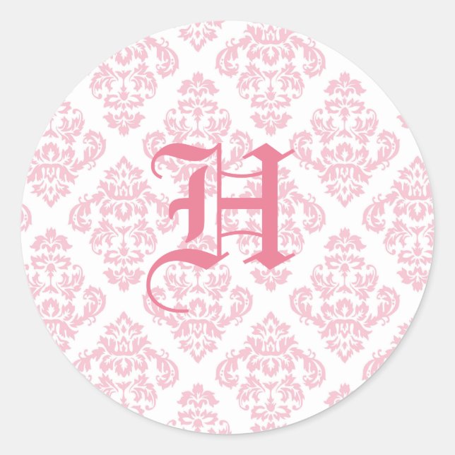 Pink  Monogram Wedding  Stickers (Front)