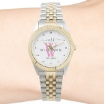 Pink Monogram Wife Bride Mrs Wedding Anniversary Watch<br><div class="desc">Celebrate your holy matrimony with this cute monogram Mrs. watch for wives.  Customise it by adding your last name / surname and wedding anniversary year date.  Pink and black elegant font.  Great anniversary or birthday gift for a wife.</div>
