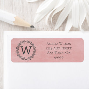 Pink Monogram Wreath Address Label