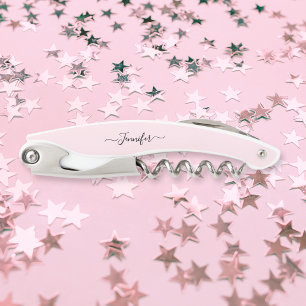 Pink Monogrammed Beer Wine Corkscrew Bottle Opener