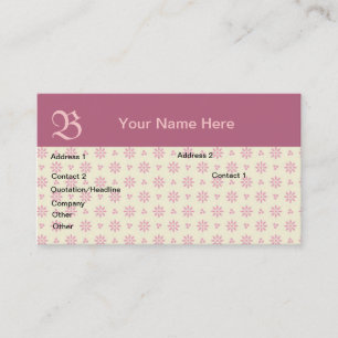 Pink Monogrammed Eyelet Business Card