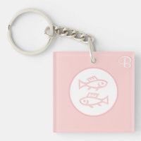 Pink Monogrammed Keychains - Zodiac - Pisces