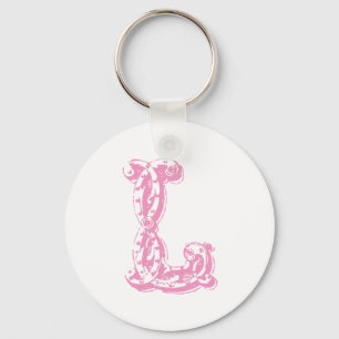 Pink Monogrammed Letter L Key Ring