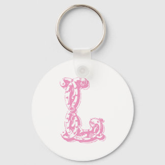 Pink Monogrammed Letter L Key Ring