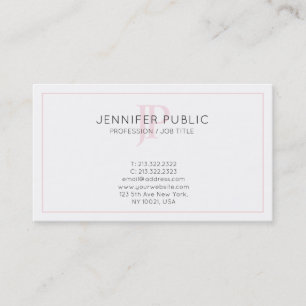 Pink Monogrammed Minimalistic Chic Plain Trendy Business Card