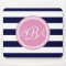 Pink Monogrammed Navy Blue Stripe Personalised