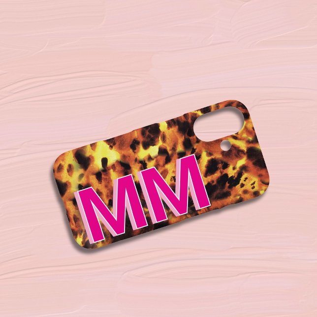 Pink Monogrammed Tortoiseshell iPhone 16 Case (Creator Uploaded)