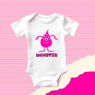 Pink monster baby bodysuit