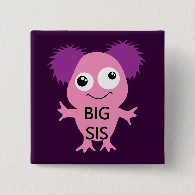 Pink Monster Big Sister 15 Cm Square Badge (Front)