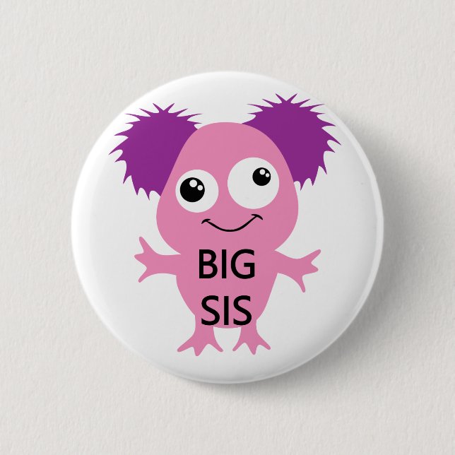 Pink Monster Big Sister 6 Cm Round Badge (Front)