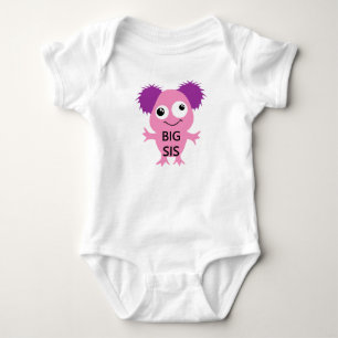 Pink Monster Big Sister Baby Bodysuit