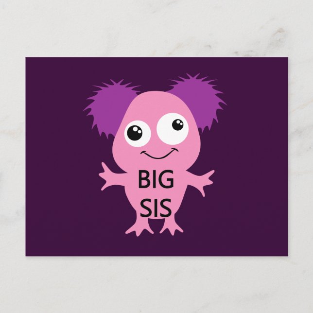 Pink Monster Big Sister Postcard (Front)