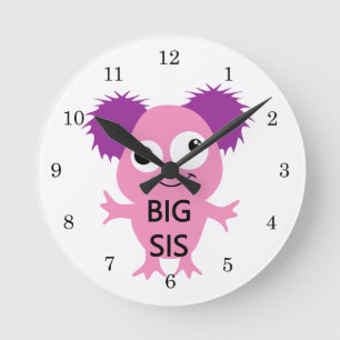 Pink Monster Big Sister Round Clock