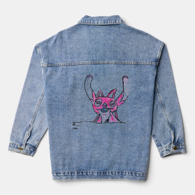 Pink monster Denim Jacket (Back)