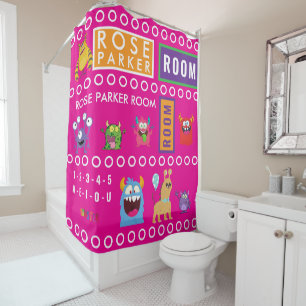 Pink Monster Kids' Rooms Child Name antistress Shower Curtain