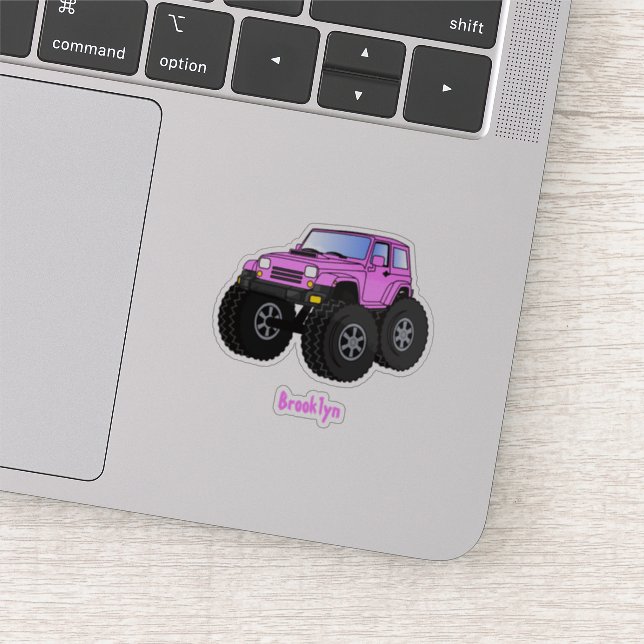 Pink monster truck cartoon illustration (Detail)