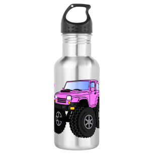 Pink monster truck cartoon illustration  532 ml water bottle