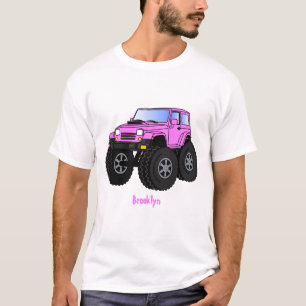 Pink monster truck cartoon illustration T-Shirt