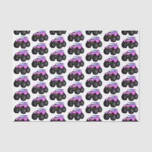 Pink monster truck cartoon illustration tissue paper