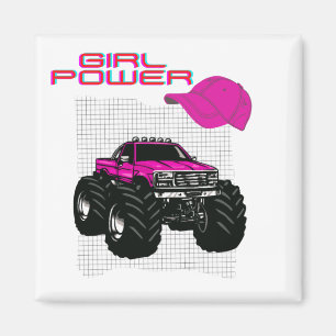 Pink Monster Truck Magnet