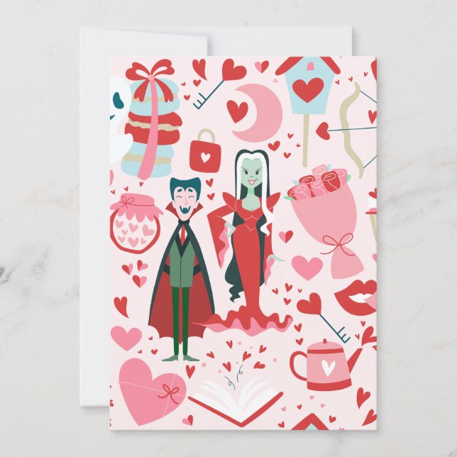 pink monster valentines vampire ghost invitation (Front)