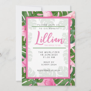 Pink Monstera Bridal Shower Invitation