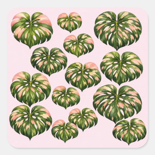 Pink Monstera Plant tote bag fun botanical Square Sticker (Front)