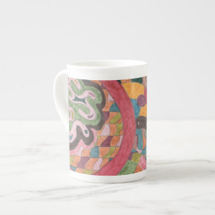 "Pink Mood" Abstract Art Bone China Mug