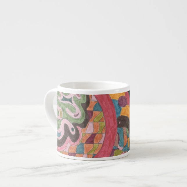"Pink Mood" Abstract Art Espresso Cup (Front Left)