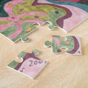 "Pink Mood" Abstract Art Jigsaw Puzzle