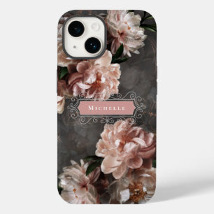 Pink Moody Floral Vintage Swirls Elegant Custom Case-Mate iPhone 14 Case