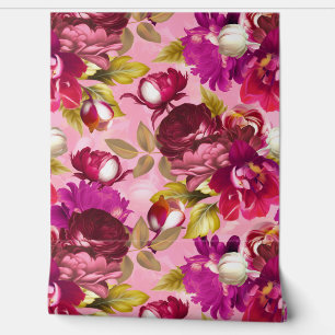 Pink Moody Florals Maximalist Flower Garden Wallpaper