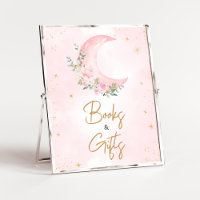 Pink Moon and Stars Baby Shower Books and Gifts