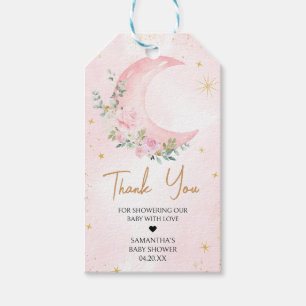 Pink Moon and Stars Baby Shower Favour Tags