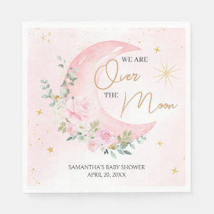 Pink Moon and Stars Baby Shower Napkin
