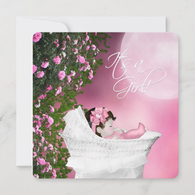 Pink Moon Baby Girl Shower Invitation (Front)