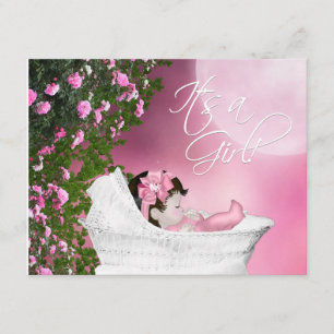 Pink Moon Baby Girl Shower Invitations
